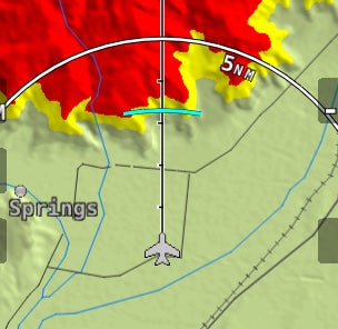 Altitude Intercept Arc, or "green banana" on the Dynon SkyView. (Image courtesy of Dynon Avionics)