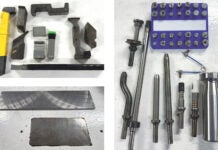 Collection of tools - bucking bars and back plates for riveting.