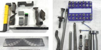 Collection of tools - bucking bars and back plates for riveting.