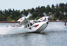 Nothing Small About This Amphibian Gweduck amphibian aircraft on a water takeoff run