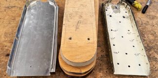 Left to right, shiny new bulkheads, wooden form blocks, and old bulkheads. [Credit Tinley Ong]