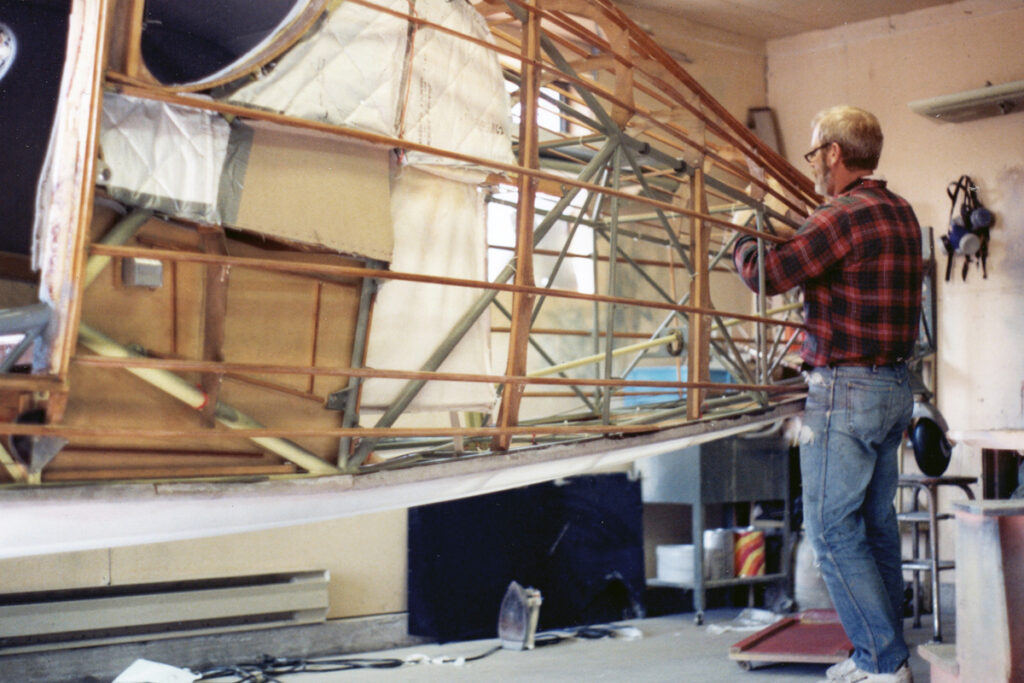 Fairchild BWW during restoration of the fuselage woodwork.
